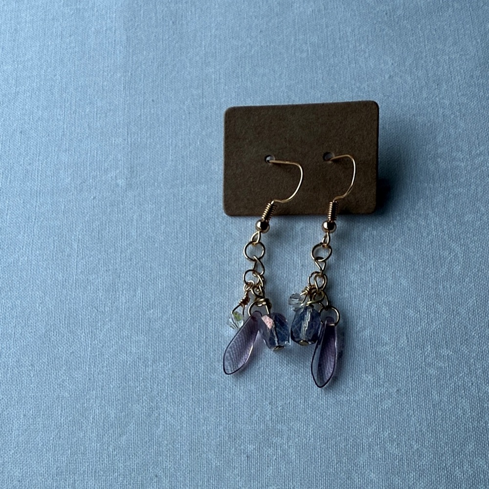 Elegant Pink, Purple and‎ Gold Dangle Earrings